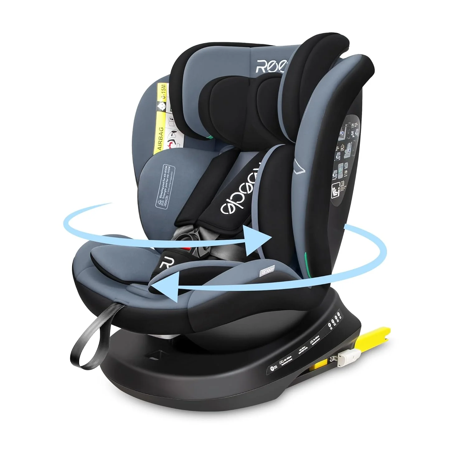 Reecle 360 Graden Draaibaar i-Size Kinderzitje met ISOFIX 40-150 cm (0-36 kg) Achterwaarts Gerichte Stoel, vanaf Geboorte -12 Jaar, ECE R129