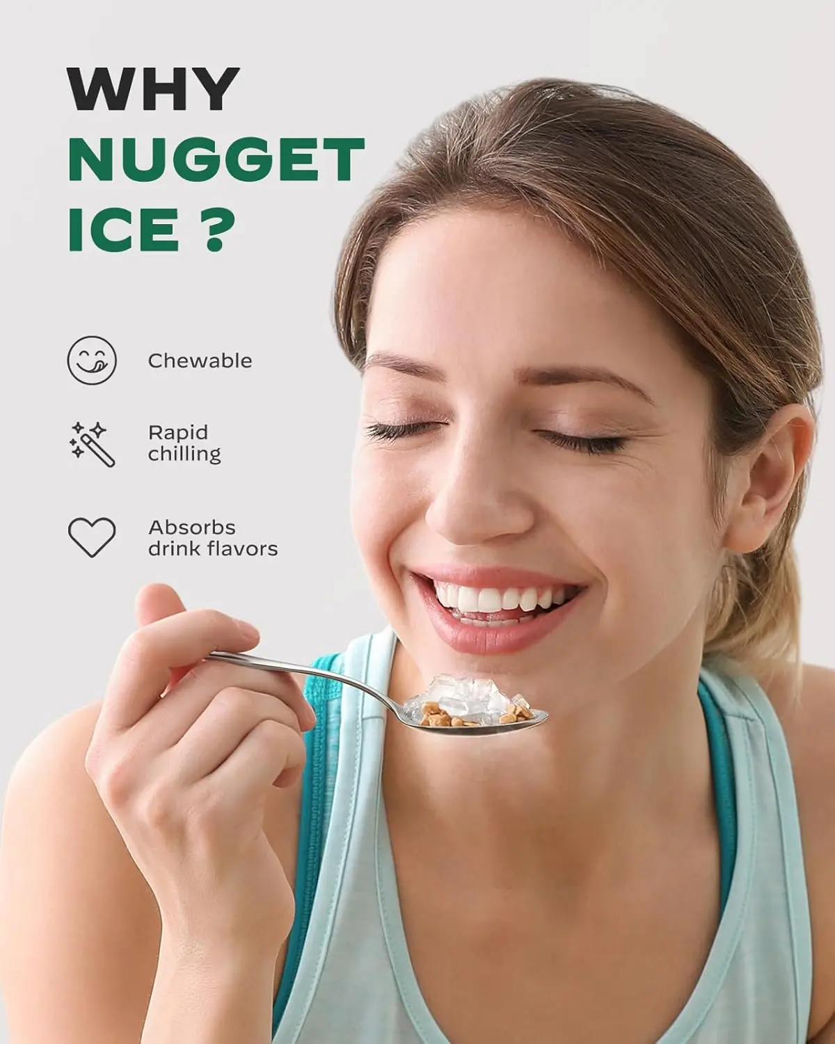 Silonn Nugget-Eiswürfelmaschine für die Arbeitsplatte, Eiswürfelmaschine mit weichen, kaubaren Eiswürfeln, Ein-Klick-Bedienung und Selbstreinigung, 15 kg/24 h für Zuhause, Küche und Büro