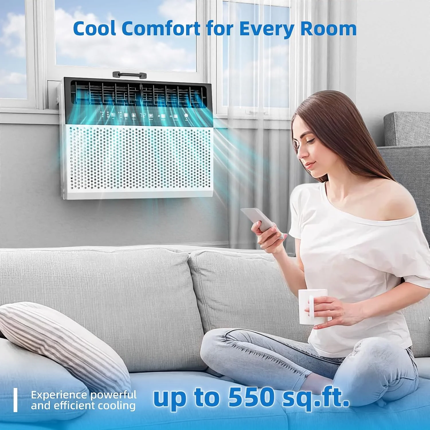 Antarctic Star 12,000 BTU U-Shaped Window Air Conditioner Unit Cools up to 550 Sq.Ft. with 6 Modes 24H Timer, Ultra Quiet Window AC Units