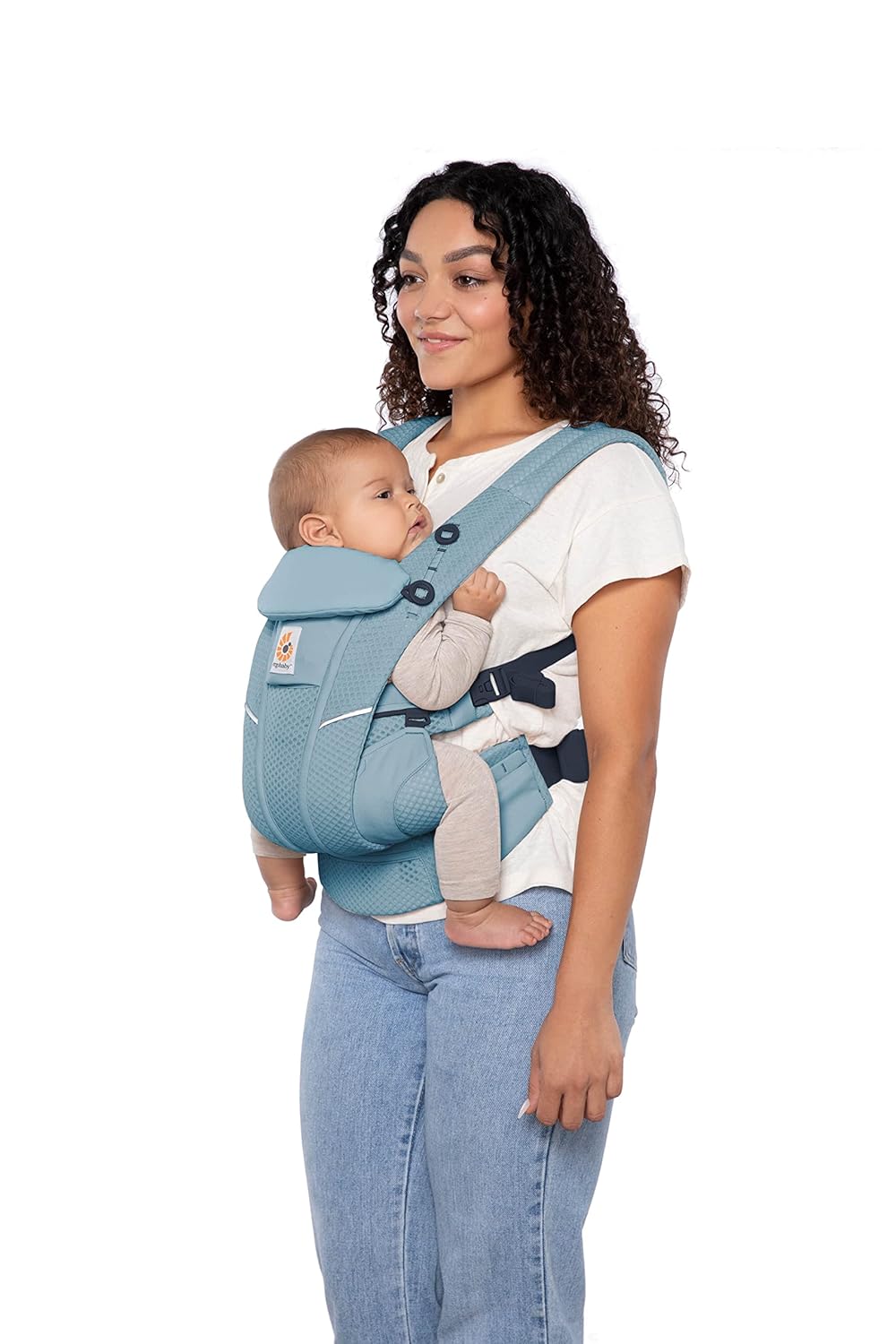Ergobaby Omni Breeze Babytrage für Neugeborene ab Geburt bis 20kg, 4 Positionen SoftFlex Mesh Ergonomische Babybauchtrage Rückentrage Baby-Tragetasche, Natural Beige