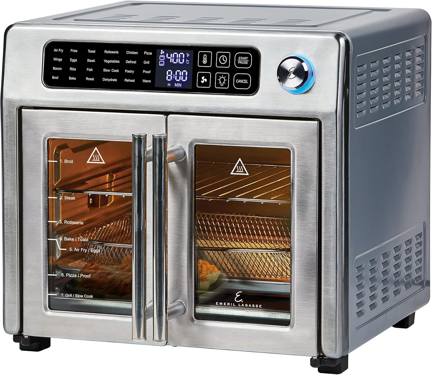 2025 Emeril Lagasse 26 QT Extra Grote Airfryer Convectie-Toosteroven met Franse Deuren, Roestvrij Staal