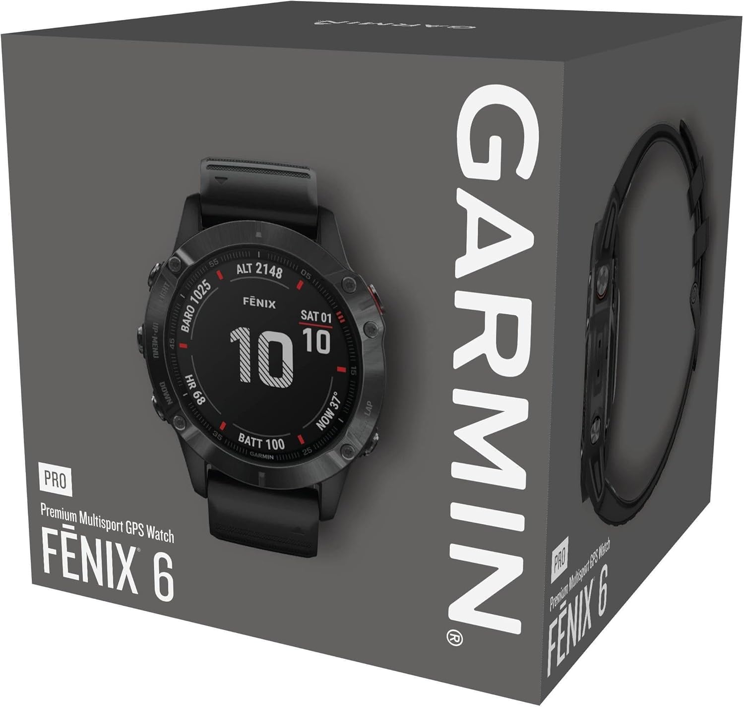 GPS Multisport-Smartwatch mit Sport-Apps,1,3-Zoll-Display und Herzfrequenzmessung,bis zu 14 Tage Akkulaufzeit fenix 6 PRO Mittel Schwarz/Schwarz