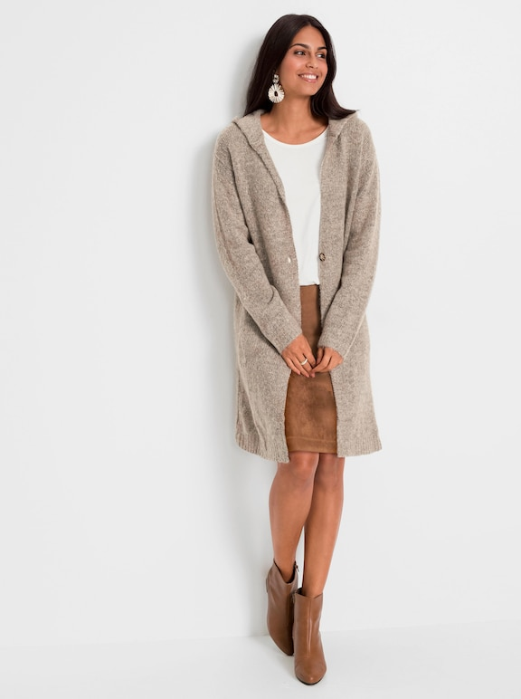 heine women's long cardigan brown