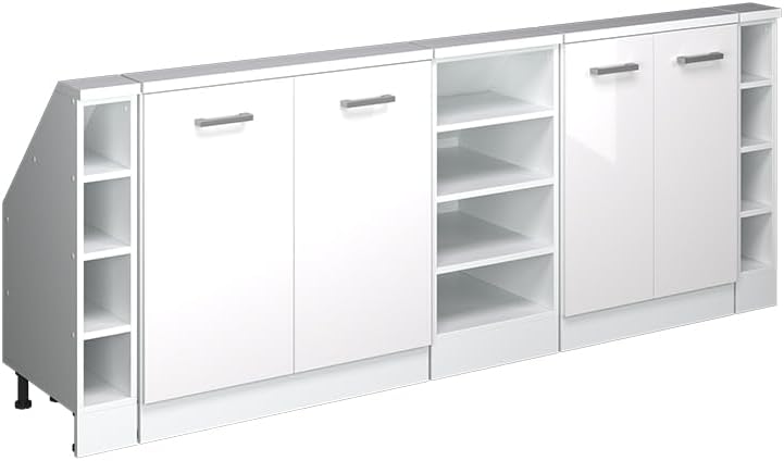 Vicco Dachschrägenschrank-Set Rion, Weiß Hochglanz/Weiß, 5er Set