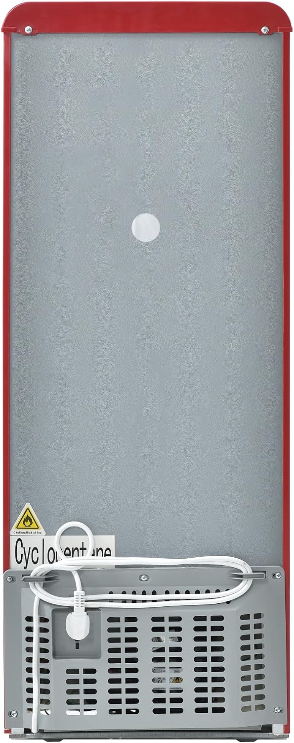 Merax Retro Kühlschrank 92L Kühl-Gefrierkombination, Zweitürig Mini Kühlschrank mit Gefrierfach 28L,Kühlschrank Freistehend, 7 Temperaturstufen,41x105,5 cm - Rot