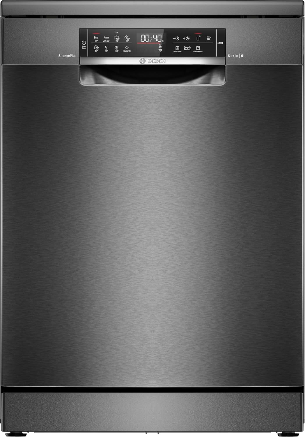 Bosch SMU4ETS08E, Serie 4, Smarter Unterbau-Geschirrspüler 60 cm, Besteckkorb, Spülmaschine mit Programmassistent, besonders Leise, höhenverstellbarer Oberkorb, Automatische Türöffnung, Edelstahl