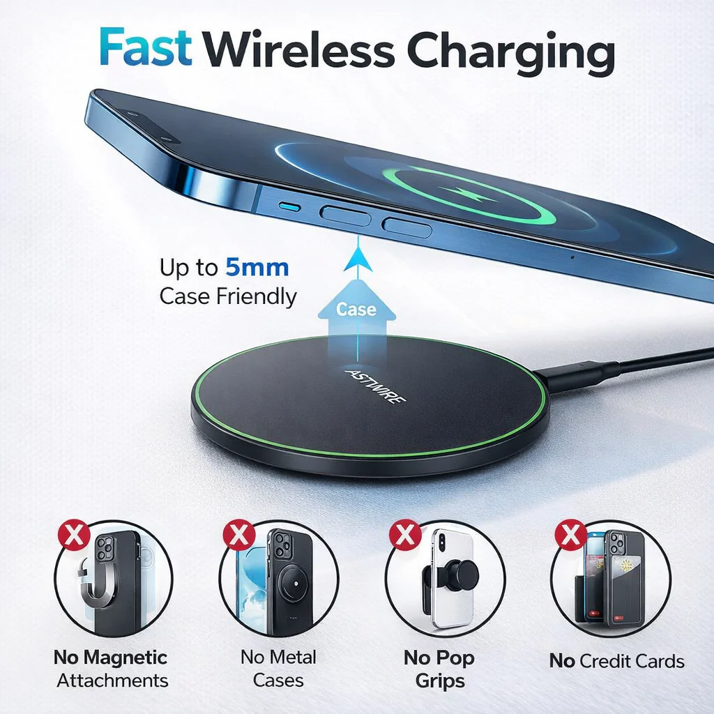 30W Wireless Charger Pad Fast Induction Charging Dock