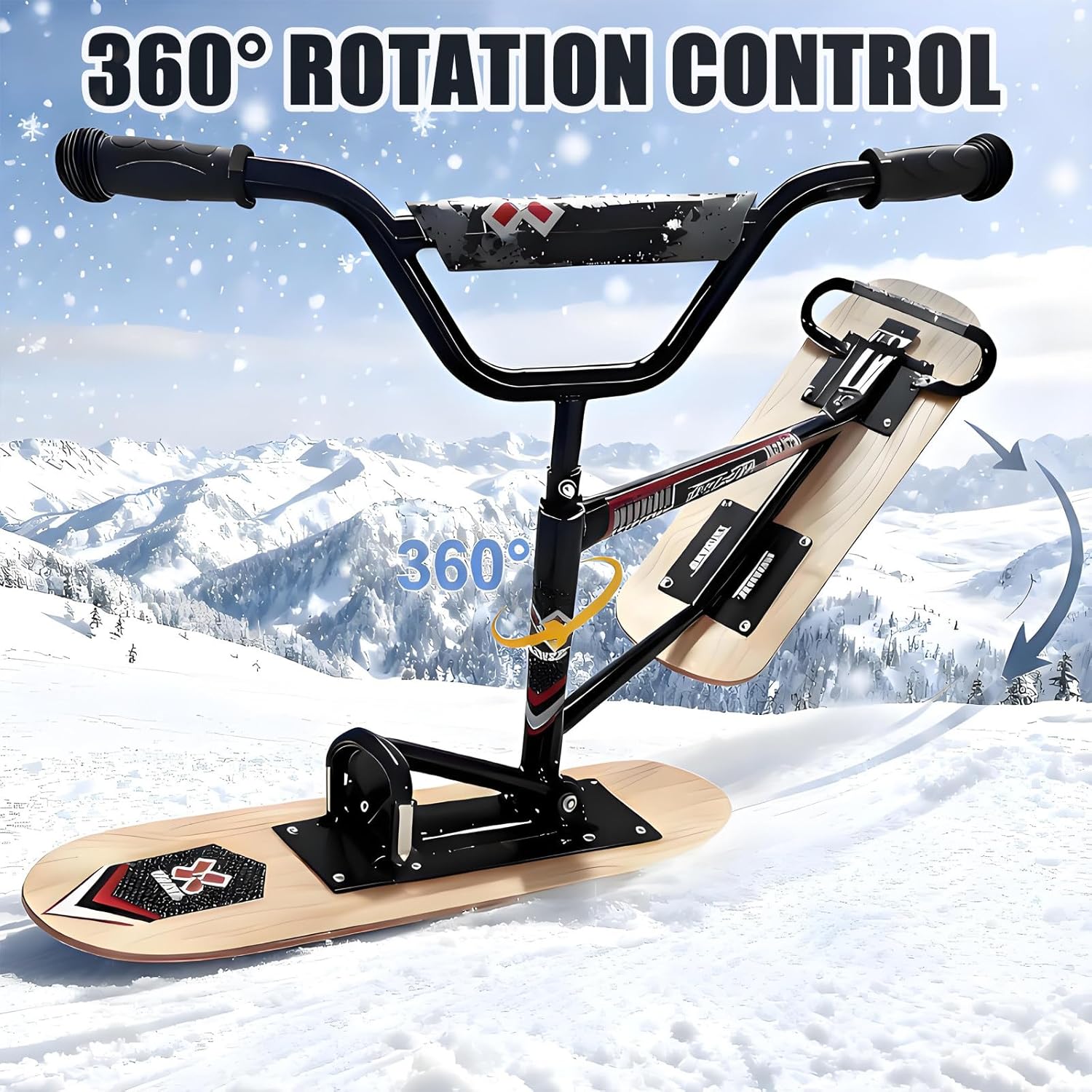 Premium-Schneescooter 2026 – Schneemobil Für Erwachsene Mit 360°-Vollrotationslenkung, Doppelklingen-Stabilitätsschlitten, 150 Kg Tragfähigkeit Für Wintersport TypeA