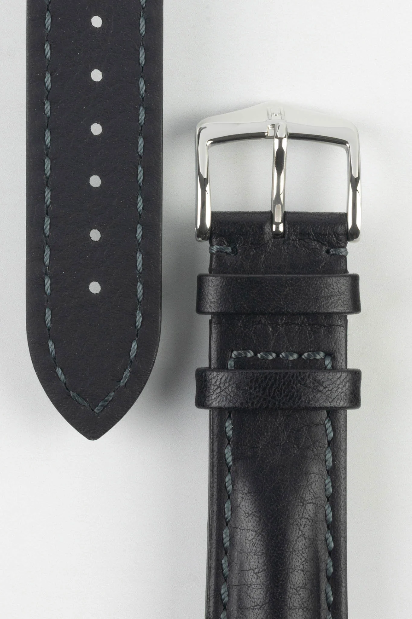 Hirsch LUCCA Tuscan Leather Watch Strap in BLACK