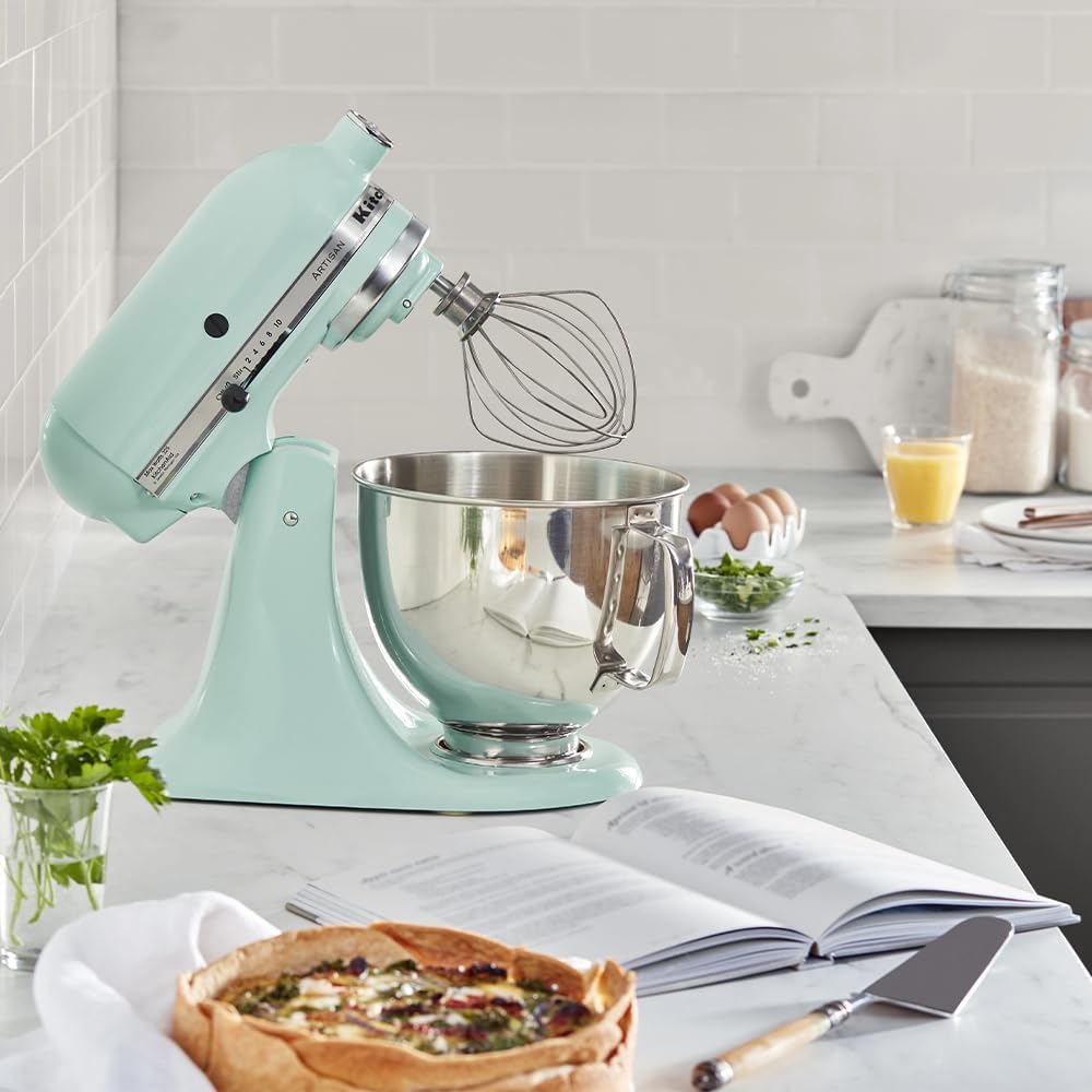 KitchenAid Küchenmaschine I Artisan I Kippbarem Food Processor I Teigknetmaschine mit 5 Zubehör | 2 Schüsseln aus Edelstahl | 4.8 L | Schwarz