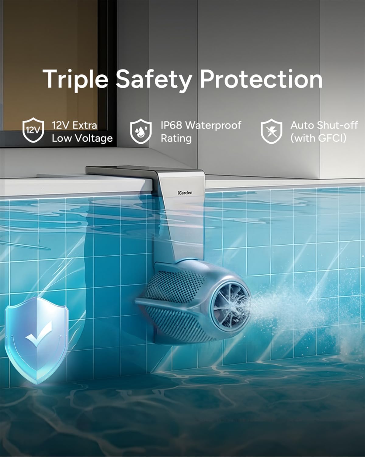iGarden Swim Jet P-Serie, 450 GPM Wechselrichter, Gegenstrom-Schwimmsystem mit 5 Wellenmodi, Schwimmstrahlmaschine für eingegrabene Pools, Training oder Spaß, Voll-Touchscreen, App-Steuerung