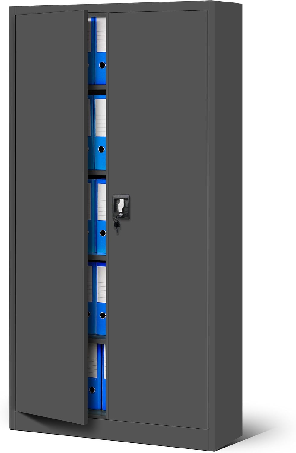 Jan Nowak Metallschrank Jan 185 x 90 x 40 cm - Metall Aktenschrank Abschließbar mit 2 Türen, Mehrzweckschrank mit 5 Ebenen, Büroschrank aus Stahlschrank mit Pulverbeschichtung - Anthrazit