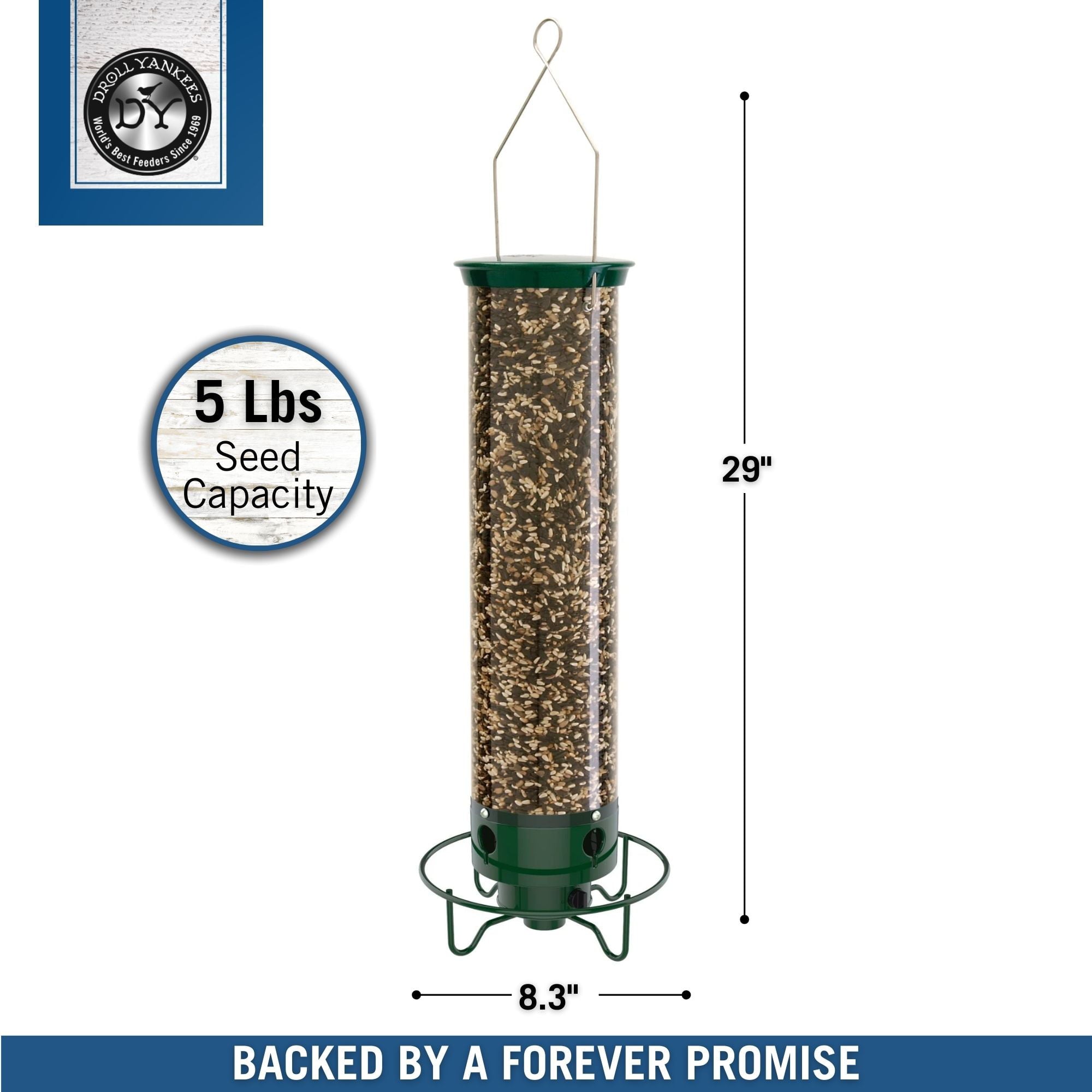 Droll Yankees Flipper Squirrel-Proof Tube Bird Feeder, Green