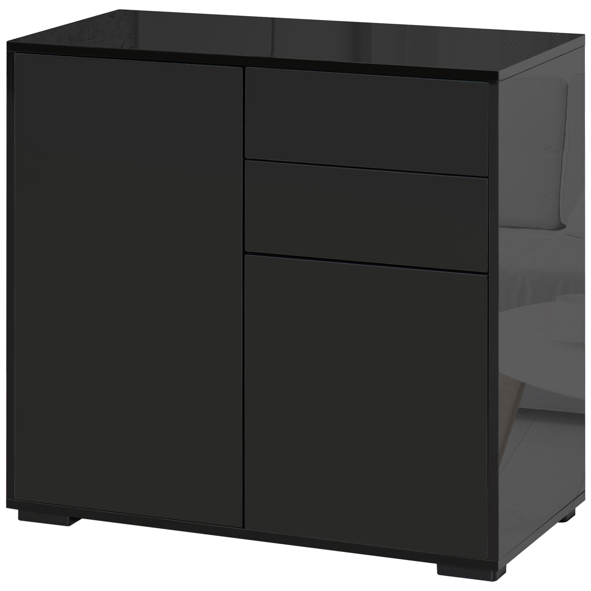 Dressoir Buffetkast, 2 Laden, 2 Kasten, 105 cm x 40 cm x 76 cm, Zwart