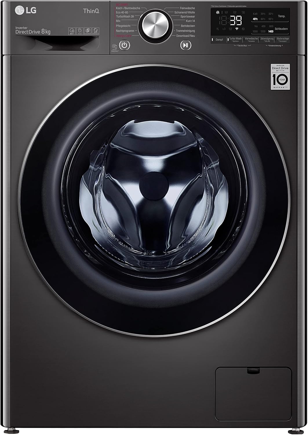 LG F4WV7080, Klasse A, Frontlader-Waschmaschine 8 kg, 1400 U/Min, AI Direct Drive, Wi-Fi, Tiefenreinigung mit Dampf, Groe Kapazitt, TRIPLE A, Auentür aus Sicherheitsglas, 62 x 60 x 85 cm  Wei