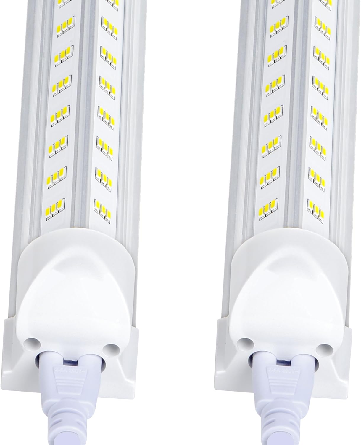 Singteam LED-Leuchtmittel, 2,4 m, 100 W, integrierte LED-Röhre, 15500 lm, 6500 K, klare Abdeckung, 6 Reihen, V-förmig, 270 Grad, T8 LED-Beleuchtung für Garage, Lager, Werkstatt, Keller, 10 Stück