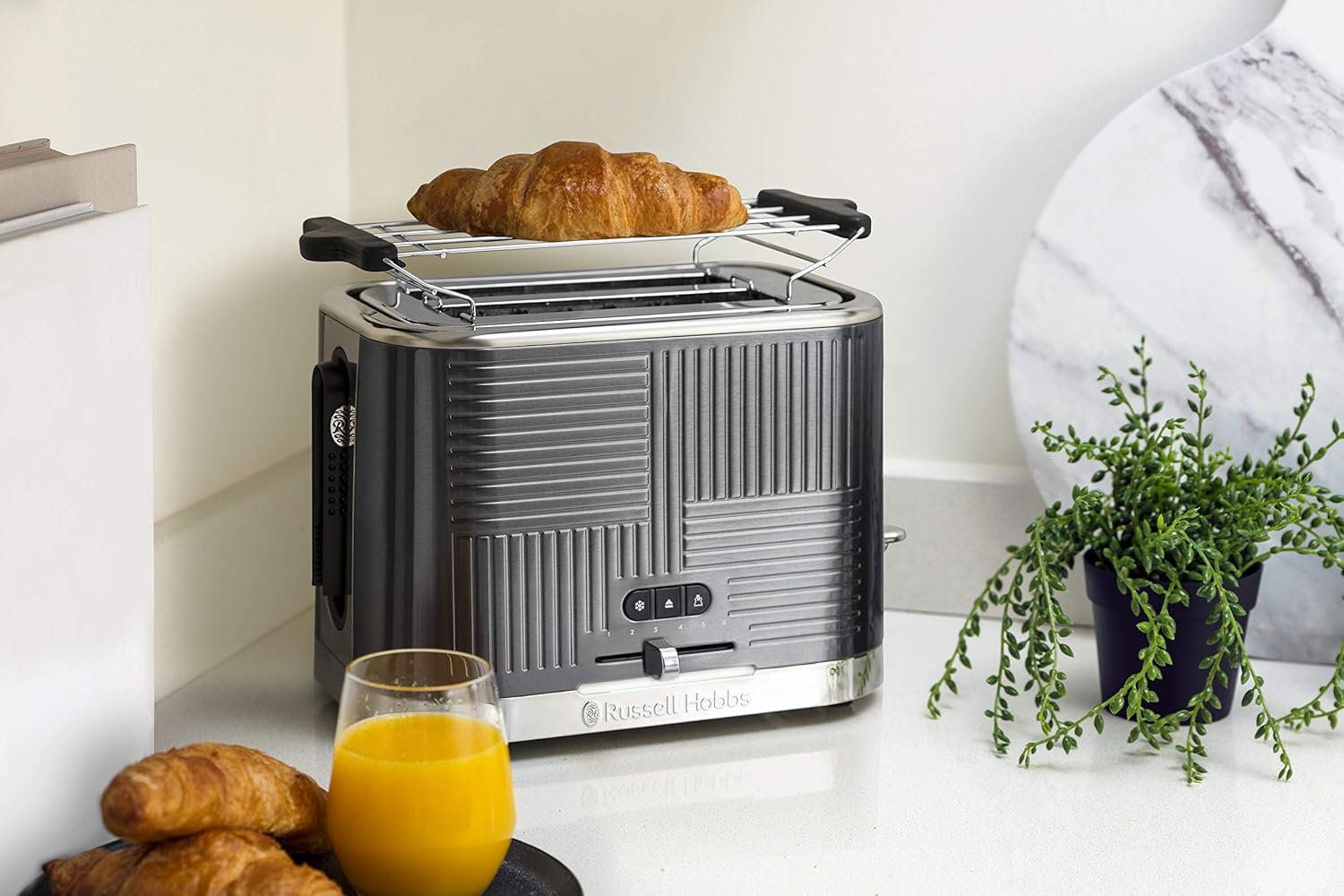 Russell Hobbs GeoSteel Frühstückset Toaster, Wasserkocher und Kaffeemaschine