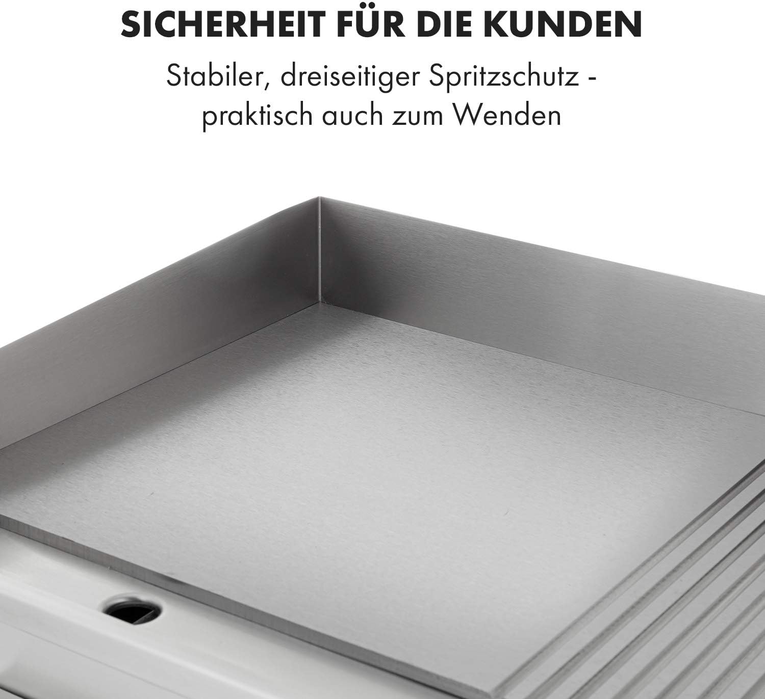 Klarstein Elektrogrill, Grillplatte, Elektrische Grillplatte, Tischgrill, Elektrogrill aus Edelstahl, Spritzschutz & Auffangbehälter, Glatte XL Grillfläche: 54,5x35 cm, Stufenlos 50-300 °C, 3000 Watt
