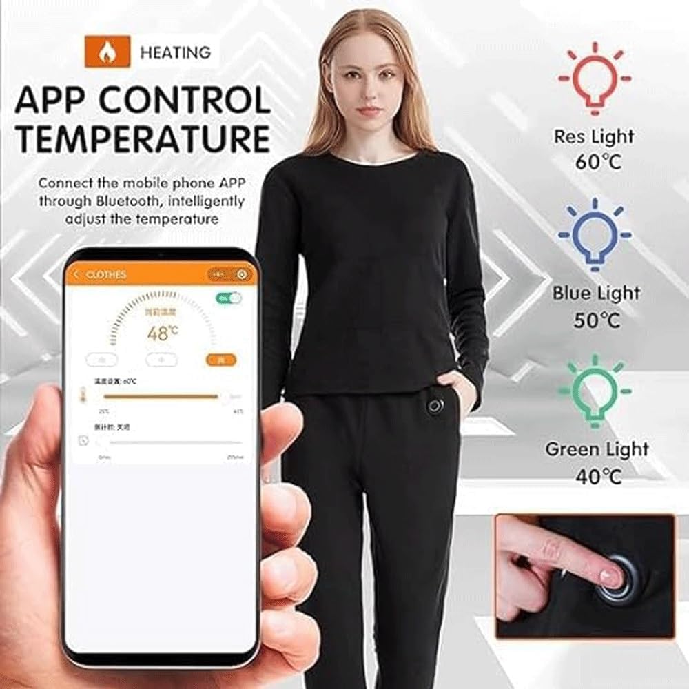 Beheiztes Unterwäsche-Thermoset, USB-isoliertes beheiztes Unterwäsche-Thermoset mit 3 Heizstufen und 22 Heizzonen für den Winter/Skifahren (Farbe: Hose, Größe: XL) (Shirt M)
