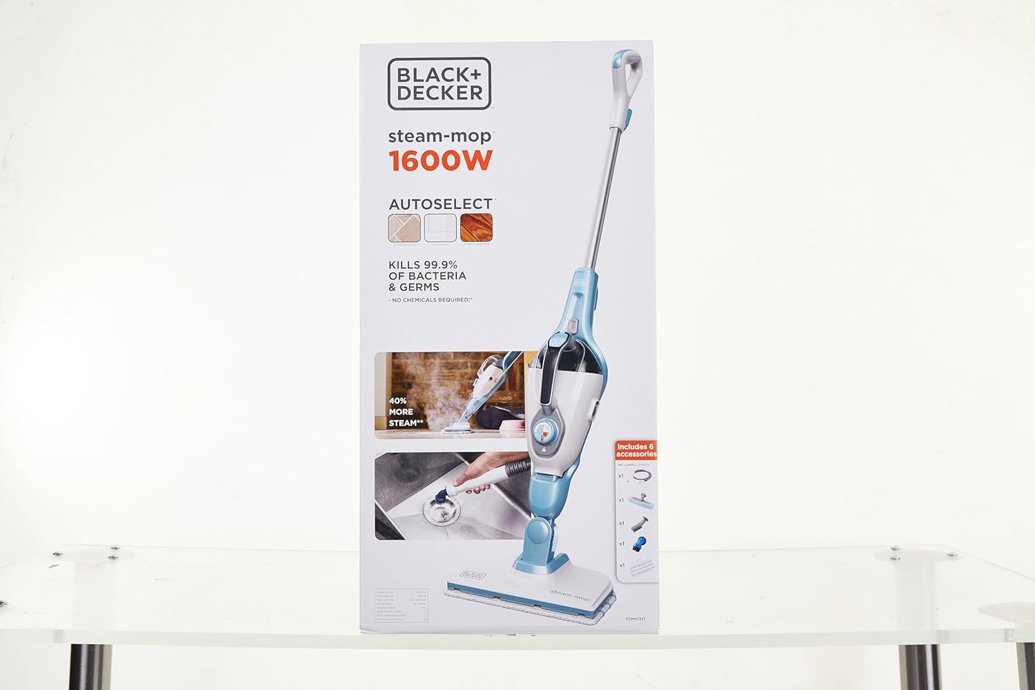 Black+Decker 15-in-1 Dampfbesen Steam-mop (mit Steamitt Dampfhandschuh zur Oberflchenreinigung, AutoSelect für richtige Menge Dampf, 180° drehbarer Reinigungsfu, inkl. 15-tlg Zubehr)