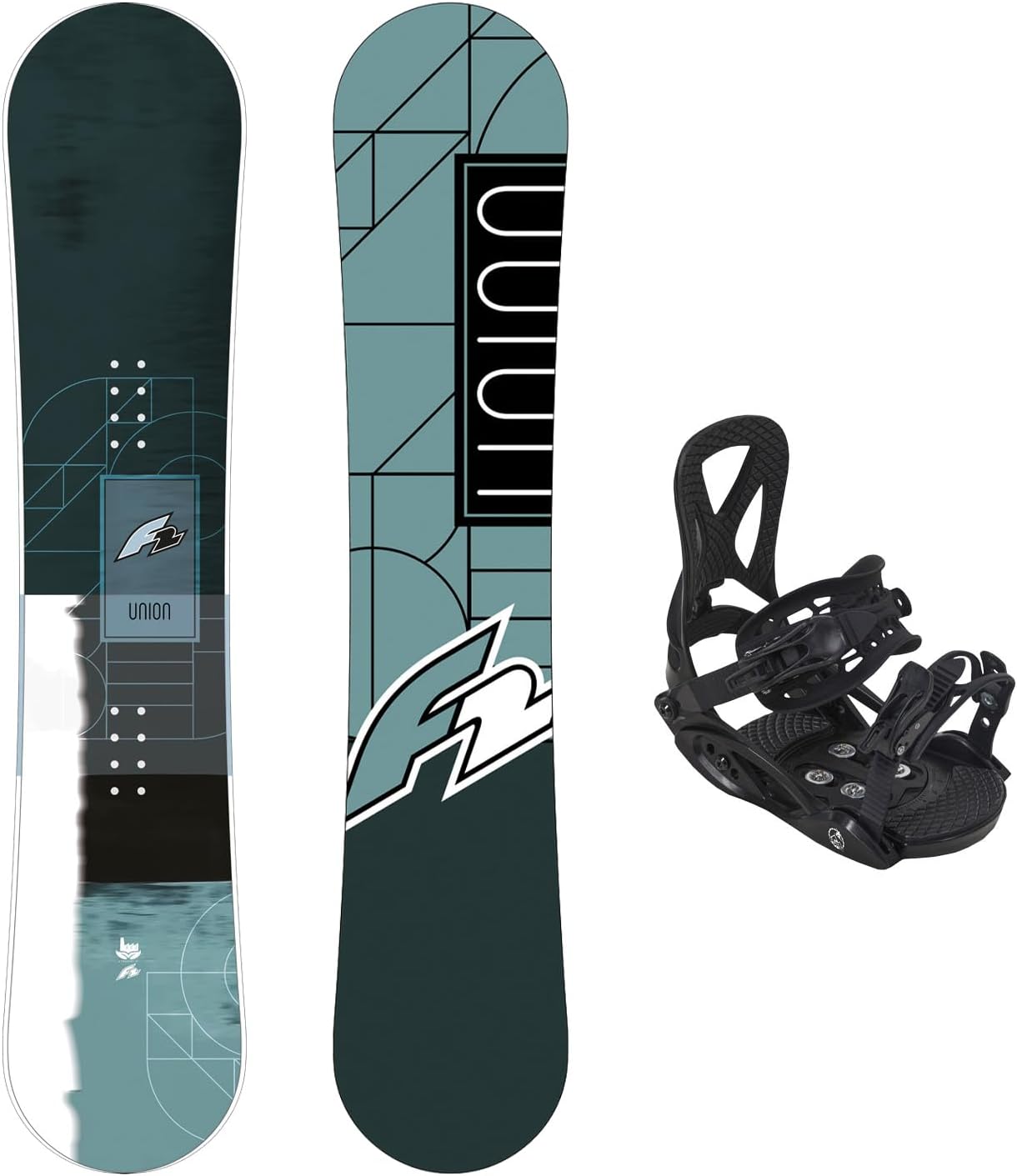 F2 Set Snowboard Junior Union Aqua + Pipe Bindung Größen wählbar