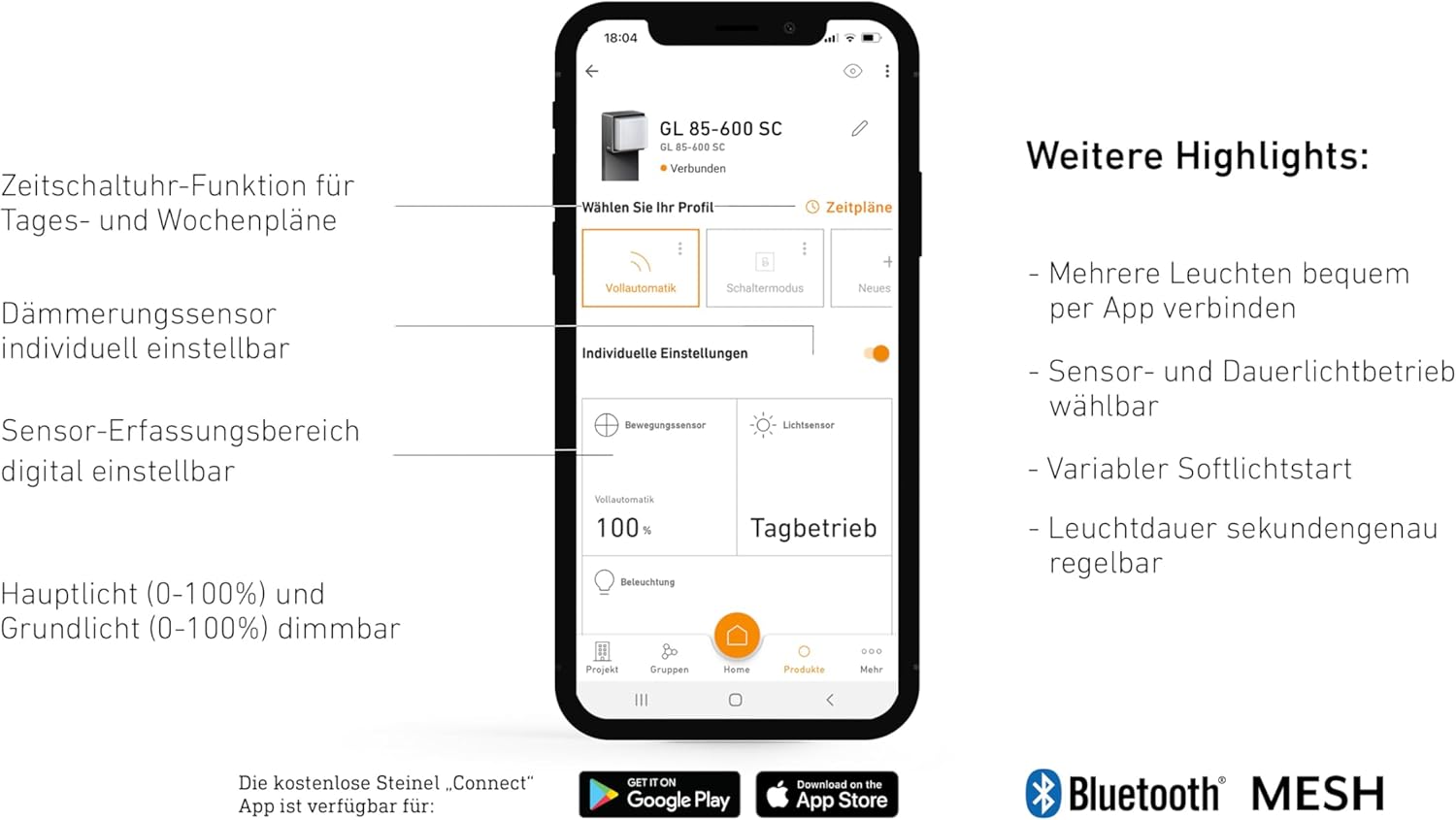 Steinel LED Wegeleuchte GL 85-600 SC Connect, 60 cm Höhe, Bewegungsmelder, smarte Außenleuchte dimmbar, vernetzbar per App, Zeitschaltuhr, Anthrazit
