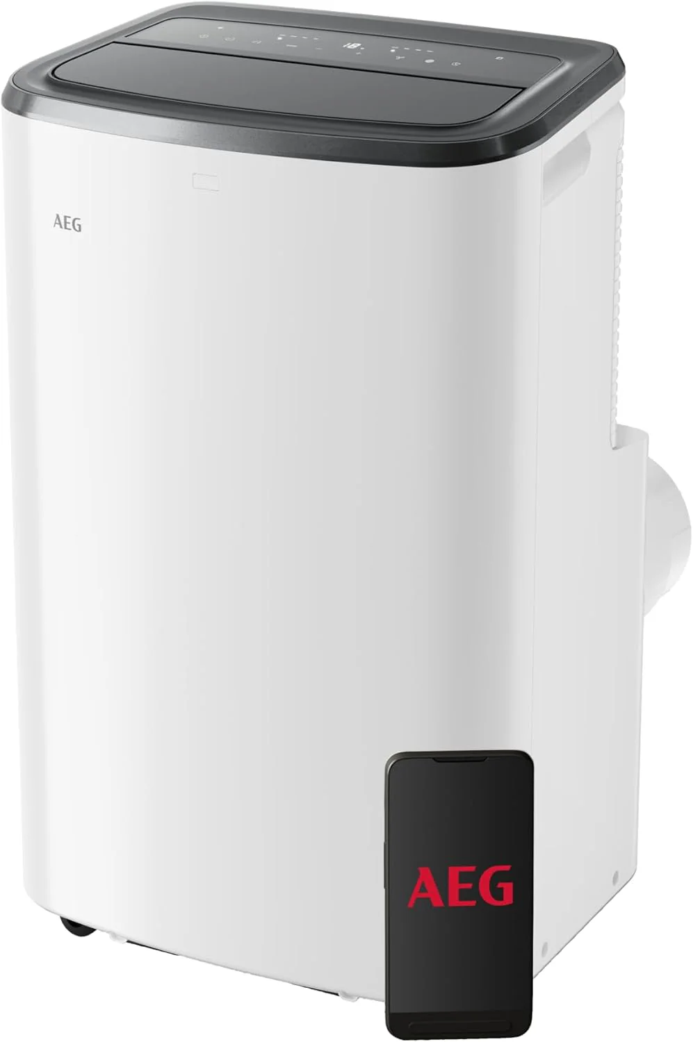 AEG Chillflex Pro AXP26U338CW mobile Klimaanlage / LED Display / Touch-Buttons / Fernbedienung / 30-40 m² / Kühlfunktion / Ventilator / Entfeuchtungsfunktion / Automatik / weiß/silber/schwarz