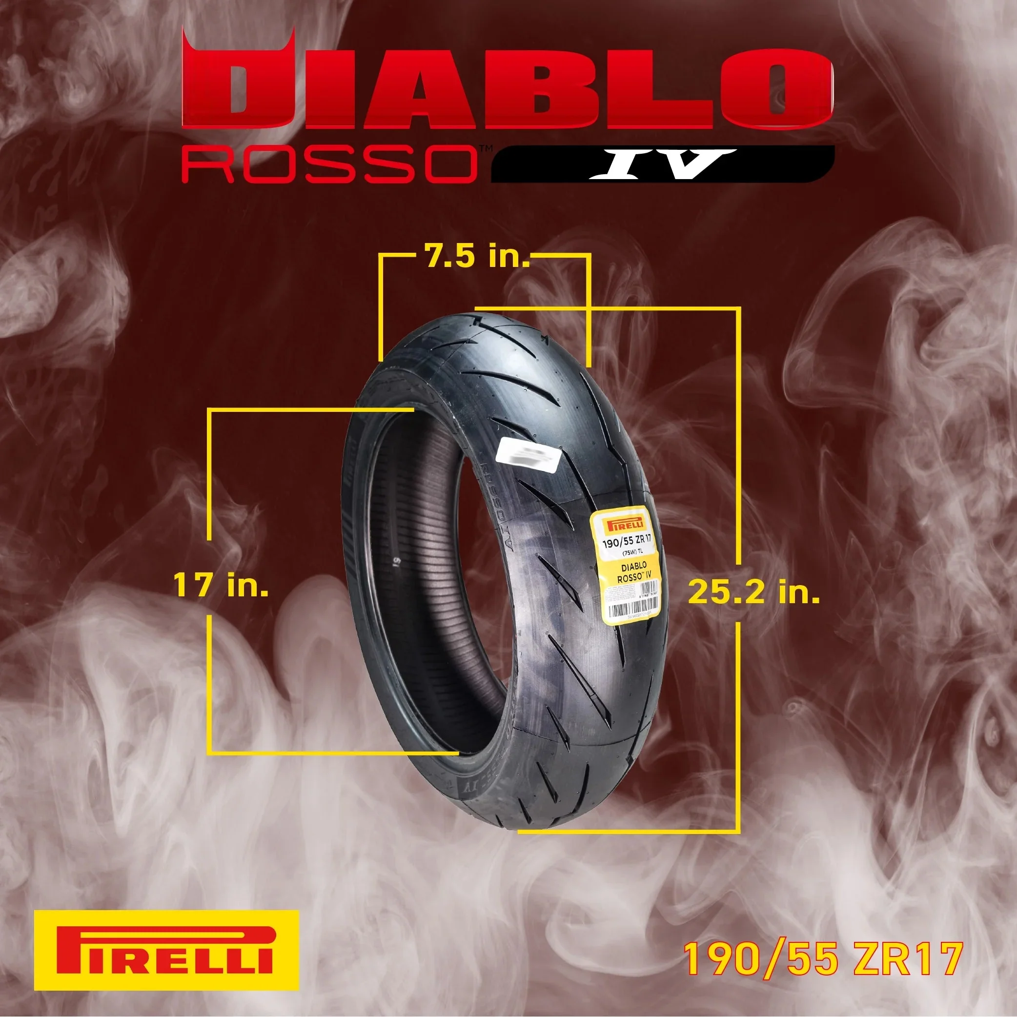 Pirelli Diablo Rosso IV Motorcycle Tires Set ?C Front 110/70ZR17 & Rear 190/55ZR17 with Bonus Keychain