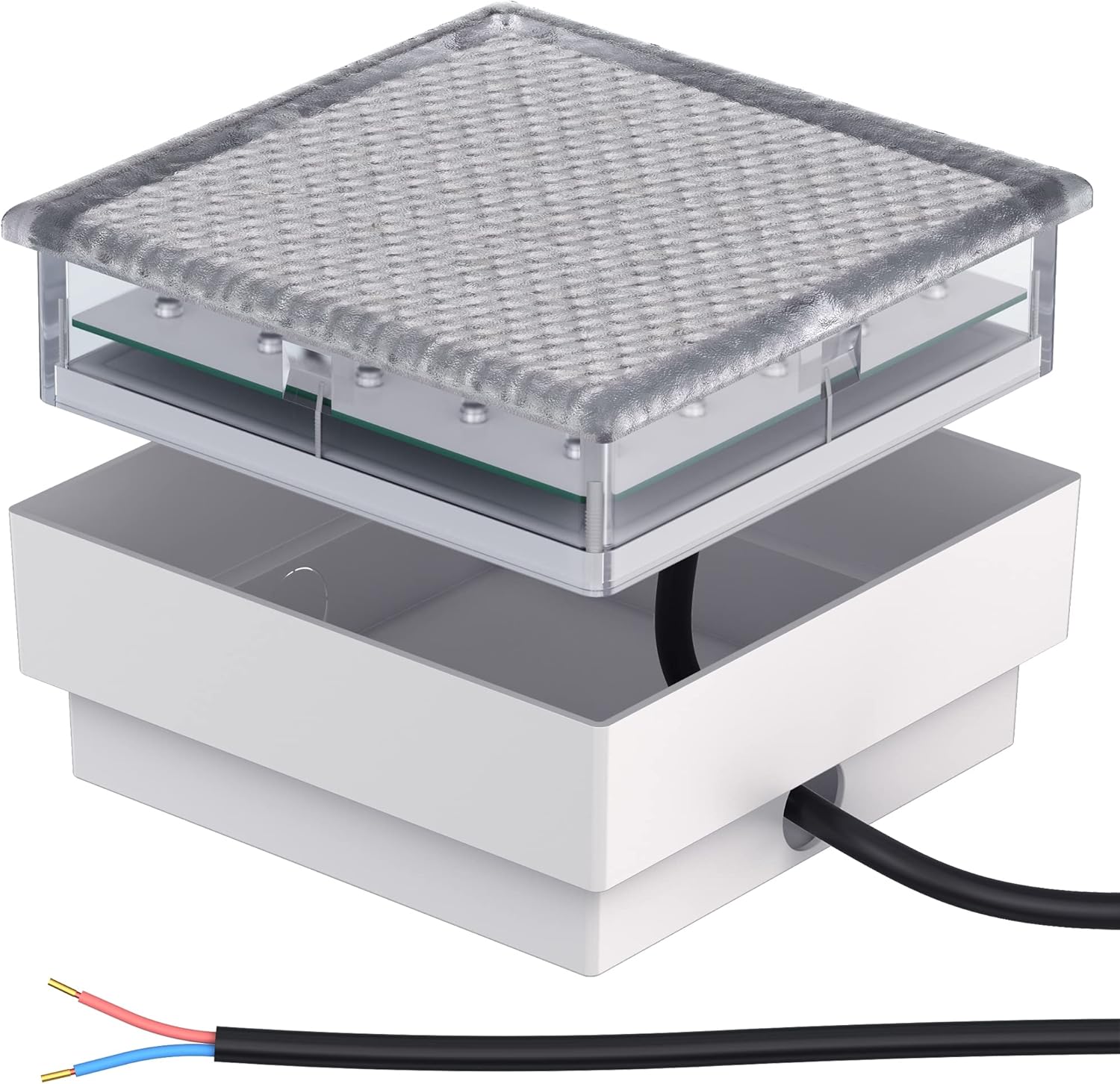 ledscom.de 10 Stück LED Pflasterstein Bodeneinbauleuchte CUS für außen, IP67, eckig, 15 x 15cm, warmweiß