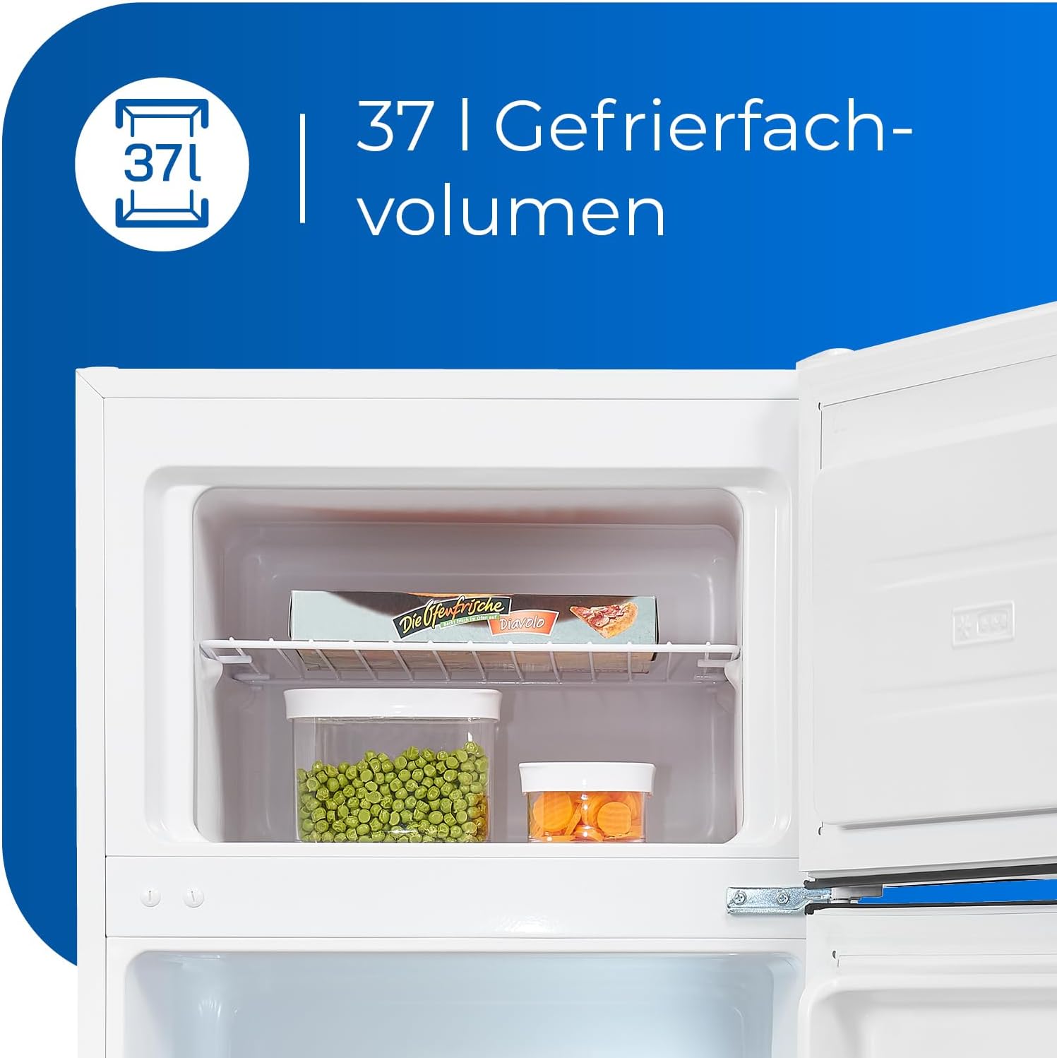 Exquisit Kühl-Gefrierkombination KGC270-45-040D, 206 L, Freistehend, Türanschlag wechselbar, Temperaturregelung, 4-Sterne-Gefrierfach, Kühlschrank mit Gefrierfach, Weiß