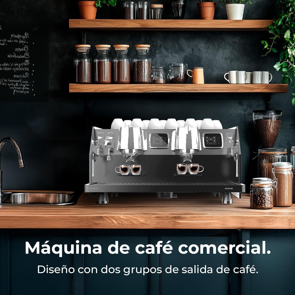 Cecotec Espresso-Kaffeemaschine Barista Baristeo Intima, professionelle Barista-Espressomaschine, Vorbrüh-System, 15 Bar Pumpe, einfaches Befüllen, 1,7L Wassertank und Tassenwärmer