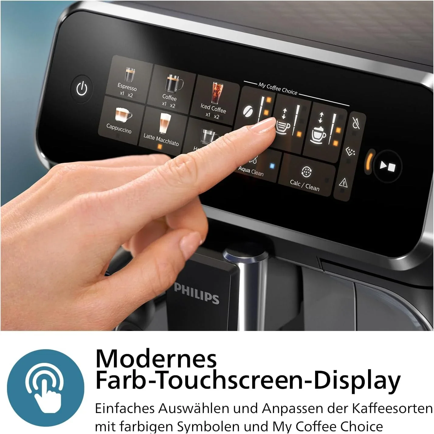 Philips 2300 Serie Vollautomatische Espressomaschine - 4 Getr?nke, modernes Farb-Touchscreen-Display, LatteGo-Milchsystem, SilentBrew, Keramikmahlwerk, AquaClean-Filter. Wei?es Chrom (EP2333/40)