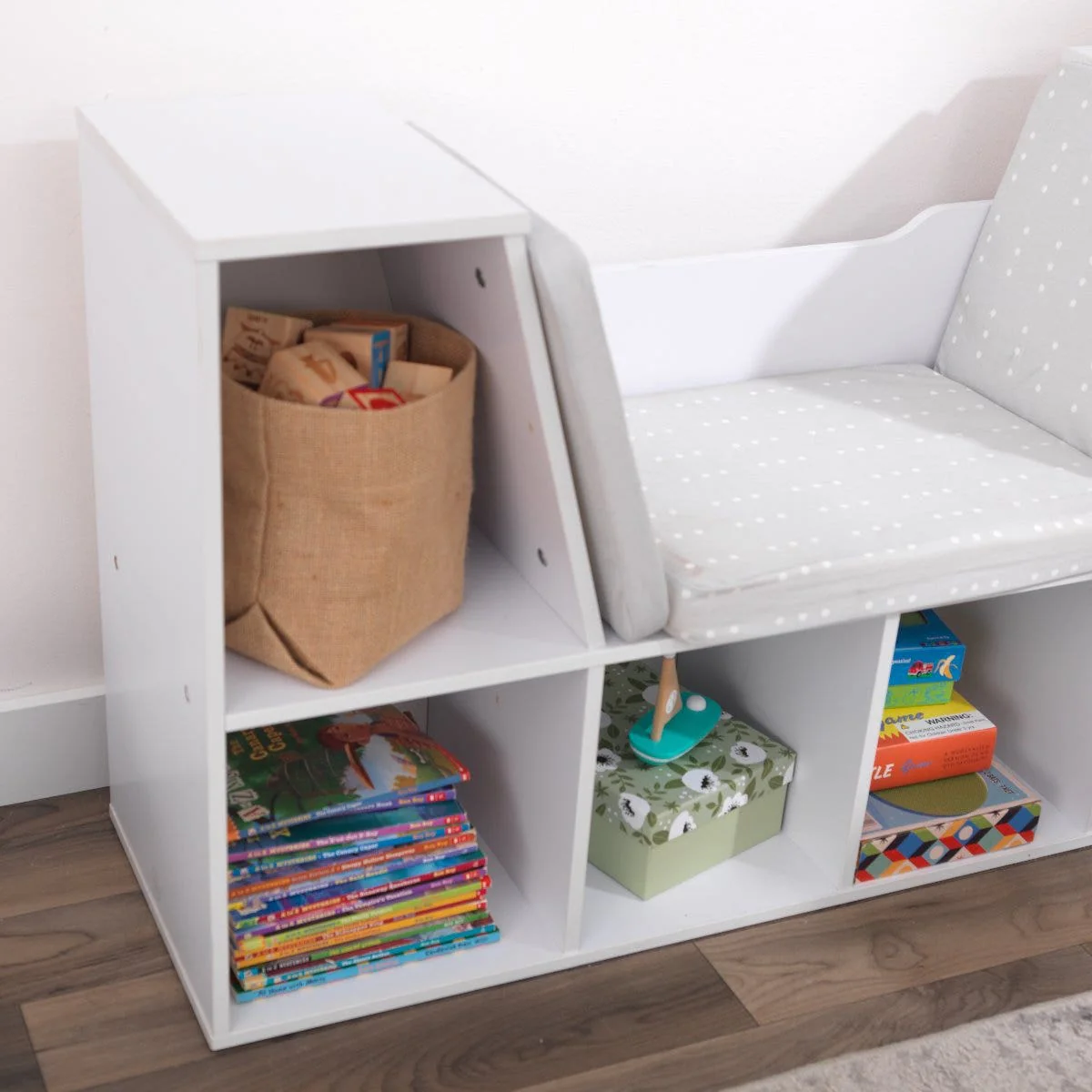 Boekenkast met leeshoek - Wit