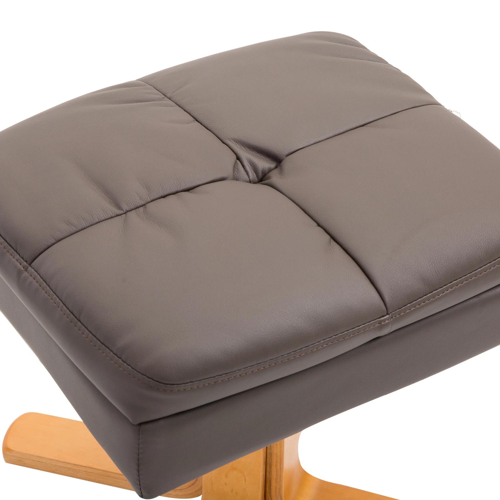 Relaxstoel met kruk tv-stoel 360�� draaibaar ligfunctie hout bruin