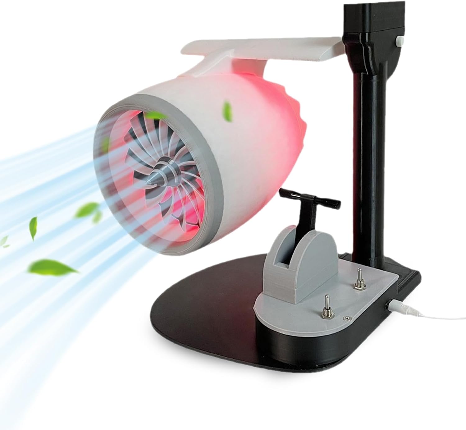 Tischventilator Mit Led-licht, 2-in-1-turbofan-ventilator Für Den Persönlichen Gebrauch, Tragbarer Luftzirkulator Für Schlafzimmer, Homeoffice, Reisen Und Schreibtisch White