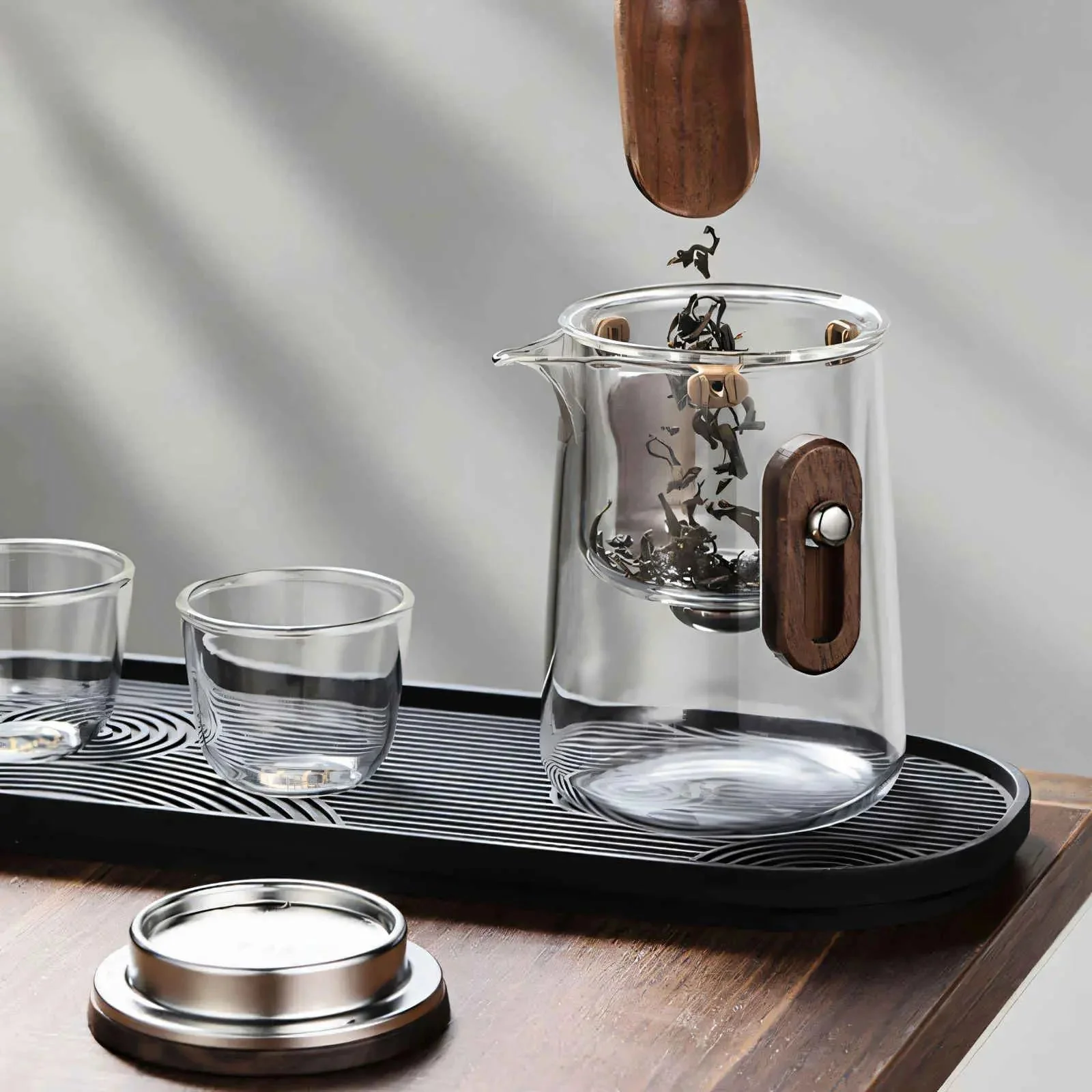 Reise-Teeset aus Glas
