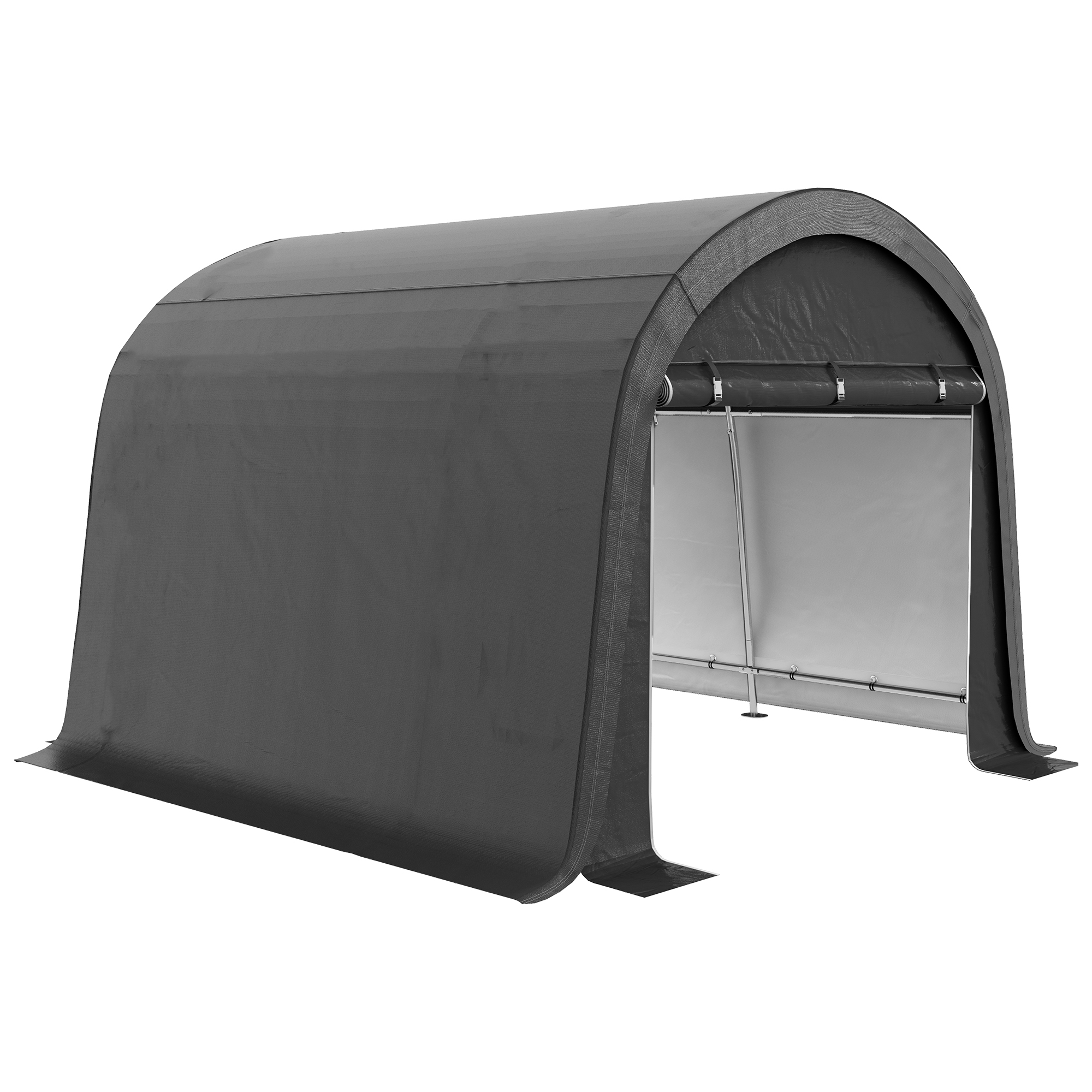 Outsunny Opslagtent met stevig stalen frame, grote deuren, 3x3m, Grijs