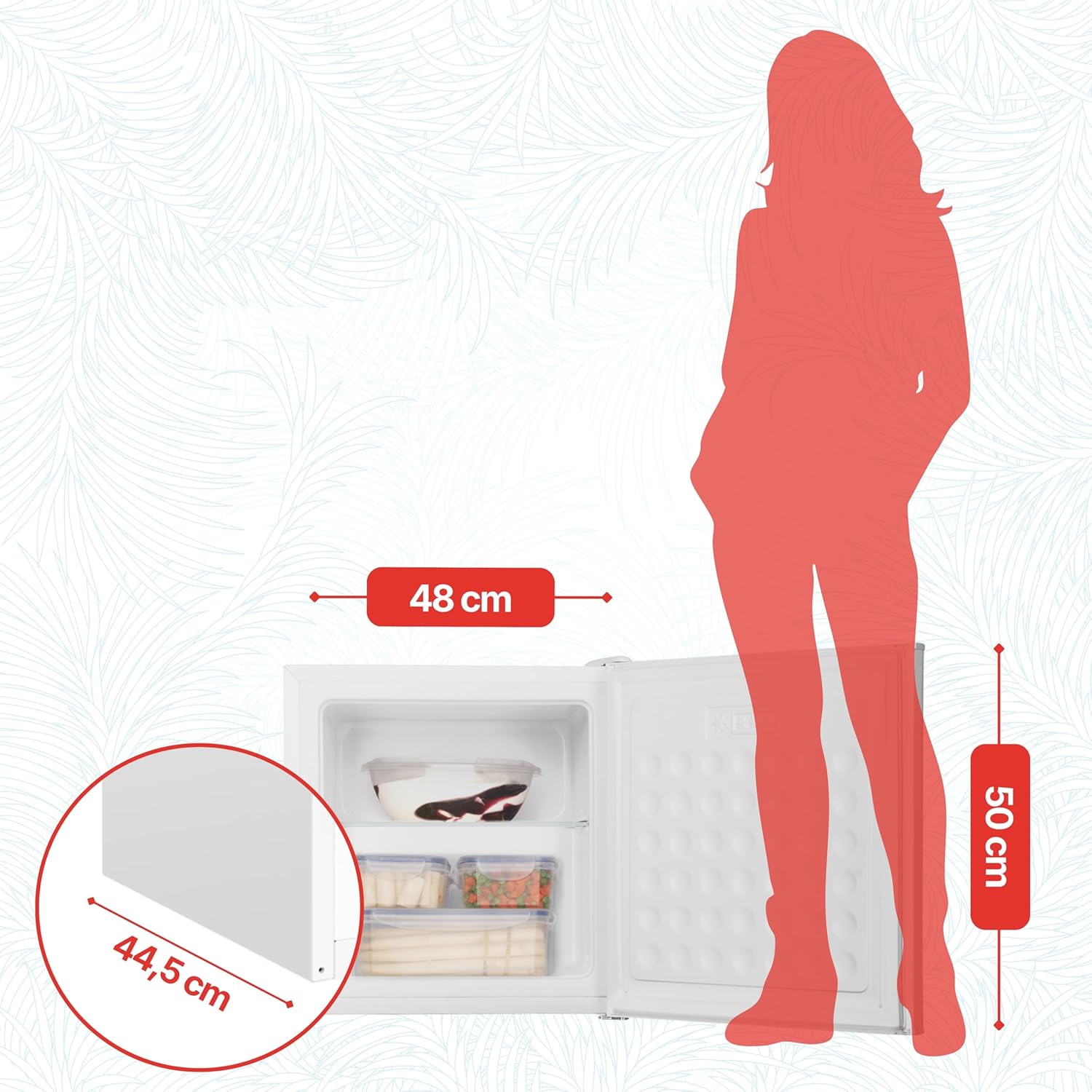 Amica Mini Gefrierschrank freistehend 50x48x44,5 cm 32L 4‑Sterne‑Gefrierfach mit Eiswürfelbehälter Freezer AGB 3010 W - Weiß
