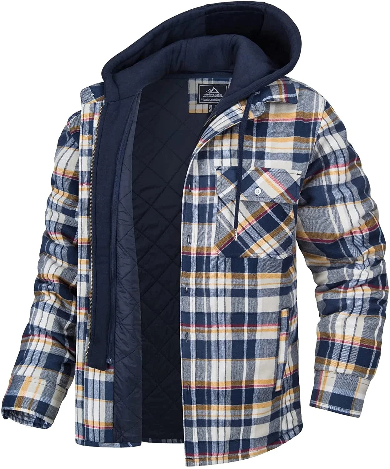 Herren-Kapuzenjacke mit Karomuster | Warm gef��ttert