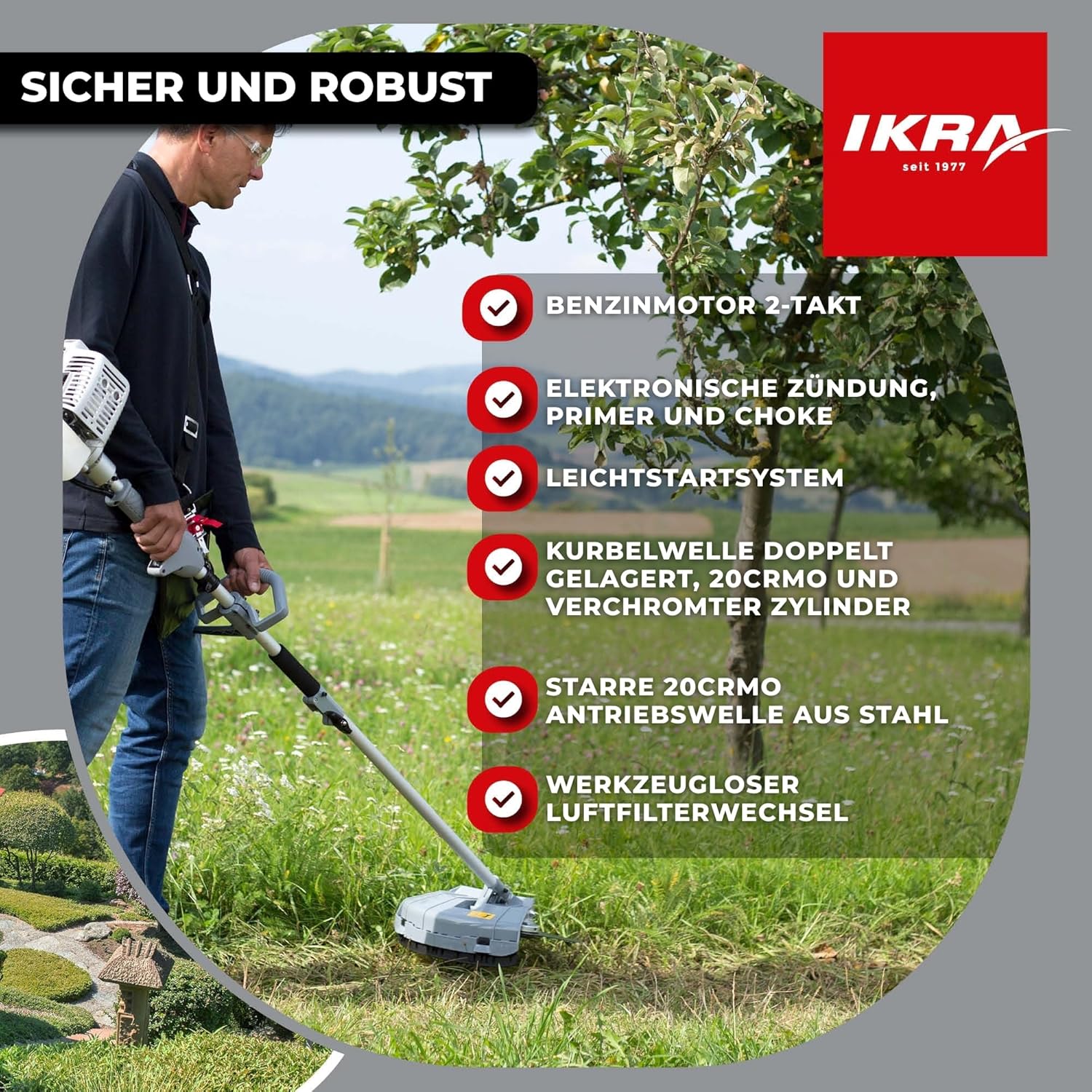 IKRA Multitool IBKH 33-1 Benzin 4in1 Garten Multifunktionswerkzeug inkl. Schutzbrille
