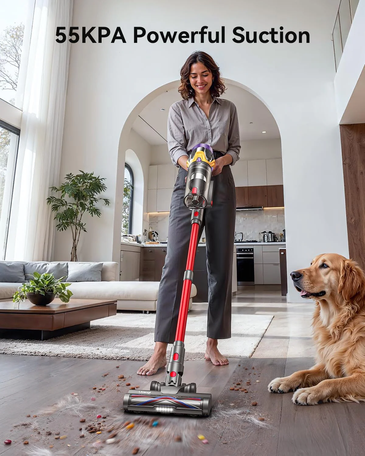 Cordless Vacuum Cleaner. Upgraded 55KPA 650W 70Mins Stick Vacuum with Hurricane Mode. Self-Standing. Touch Screen. 1.8L Dust Cup. Anti-tangle Wireless Vacumm. Vacuum Cleaners for Home/Pet Hair/Carpets