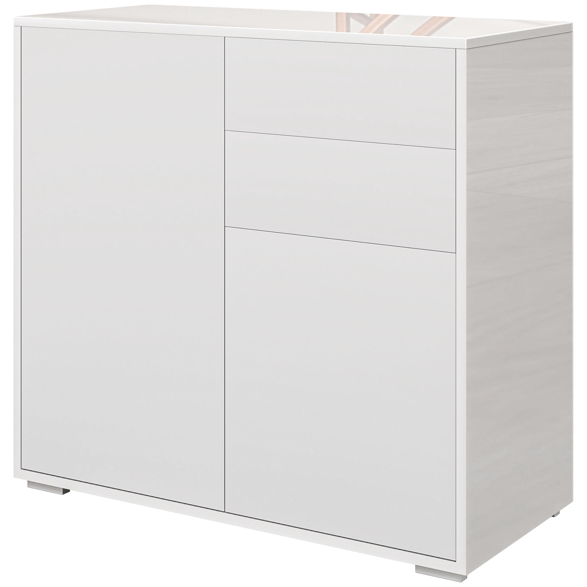 Opbergkast met 2 Lades, 2 Deuren, met Kantelbeveiliging, voor Woonkamer, Slaapkamer, 79 x 36 x 74 cm, Wit