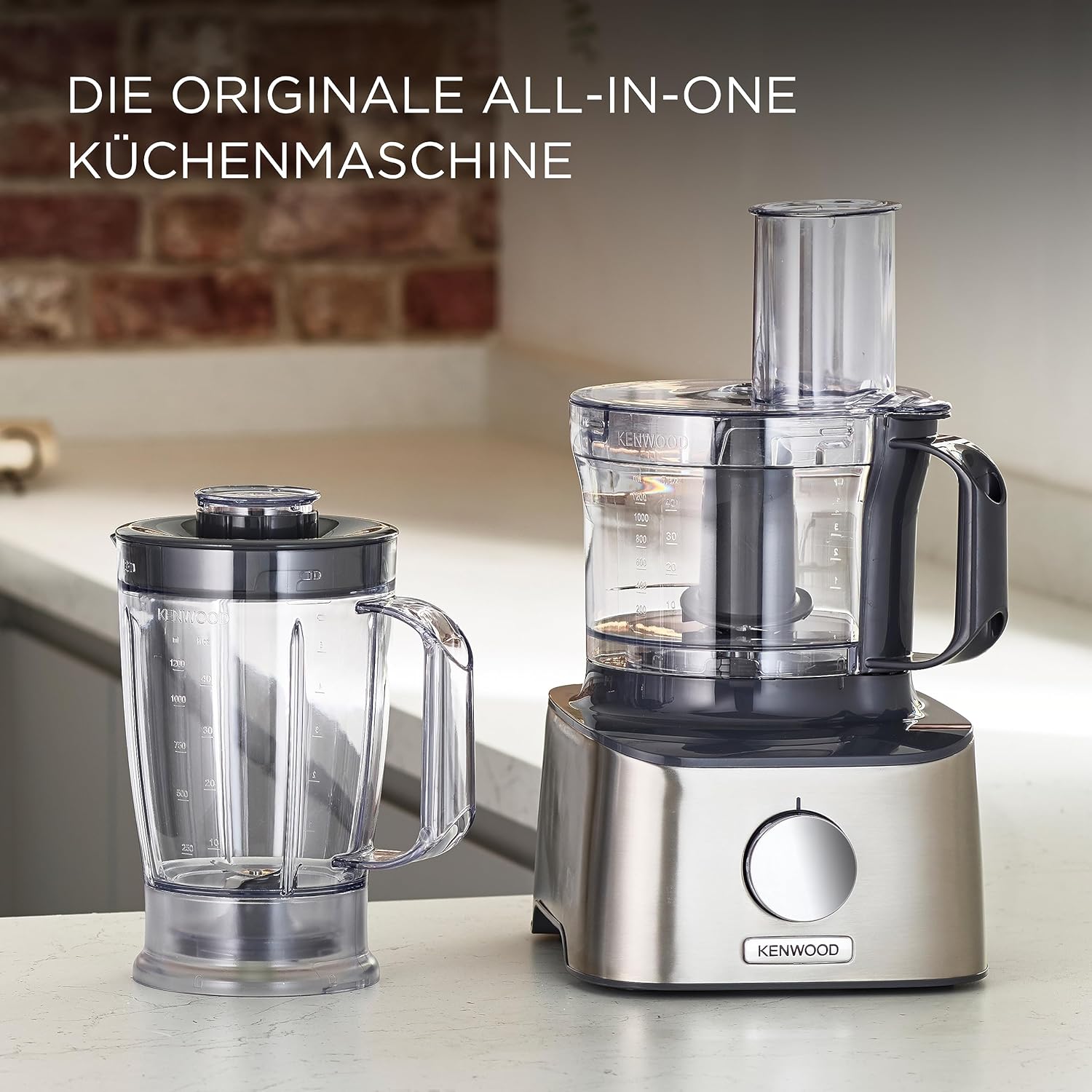 Kenwood MultiPro OneTouch FDM73.850SS – 3-in-1 Kompakt-Küchenmaschine & Mixer, 12 Zubehörteile, 6 Automatikprogramme, Variable Geschwindigkeit & Pulse-Funktion, Integrierte Waage, 1000 W, Silber