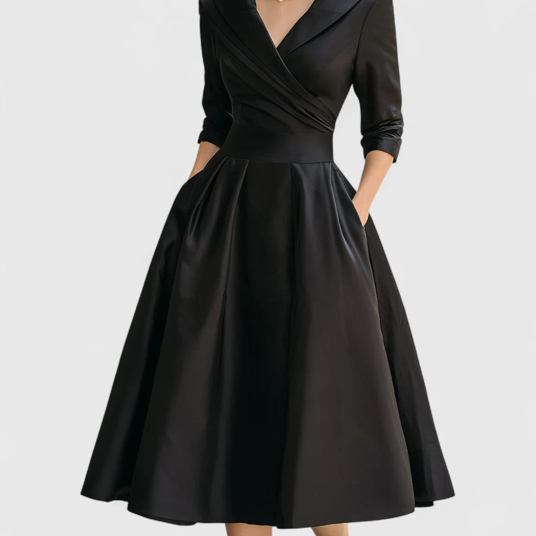 Midi-Kleid mit Wickeloptik und V-Ausschnitt