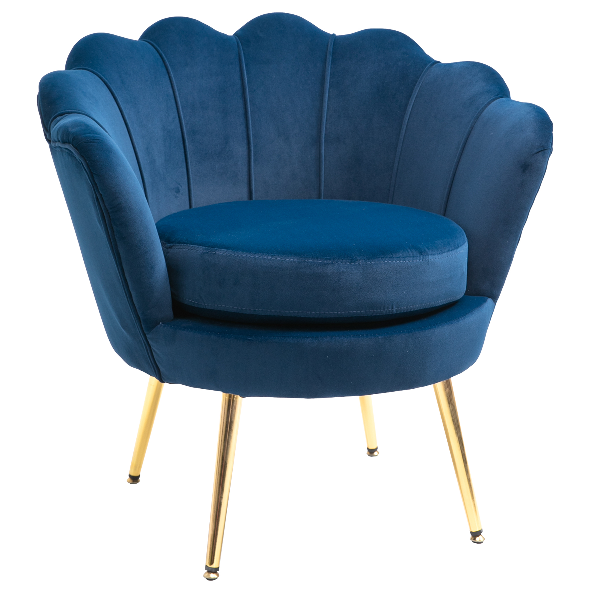 Loungefauteuil, Vintage Fauteuil in Samtoptiek, Metalen Frame, 76 x 67 x 74 cm, Blauw