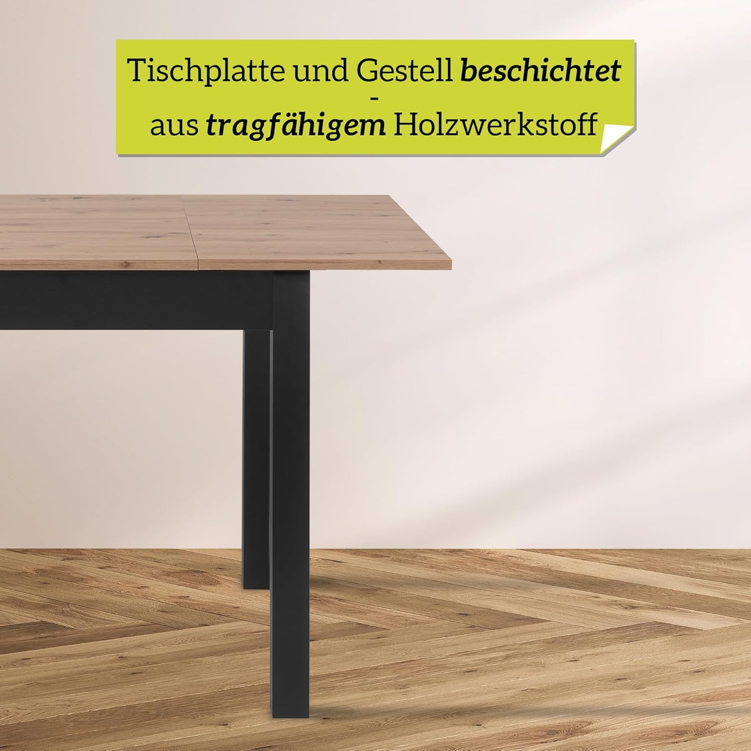 smart Esstisch 80x80 cm Asteiche, Küchentisch ausziehbar bis 120 cm, Esszimmertisch aus Holzwerkstoff inkl. erweiterbare Auszugsplatte, moderner Tisch für bis zu 6 Personen
