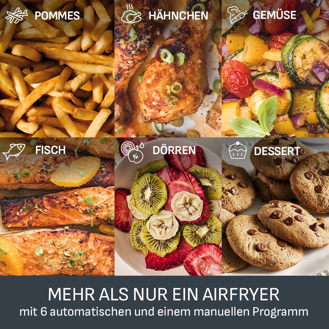 Tefal Dual Easy Fry XXL Heißluftfritteuse 11 L – Airfryer mit 2 Kammern (Doppelkammer), 7 Programme, 2700 W, digitales Display, Extra-Crisp Technologie, fettarm frittieren, energiesparend EY942B
