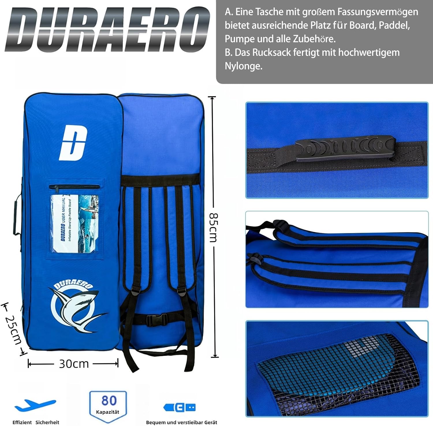 Inflatable Paddle Board with Kayak Seat, 330 x 76 x 15 cm, up to 150 kg, Integrated Pad, Detachable Fin, Double Adjustable Paddle, Repair Kit, Blue Camouflage
