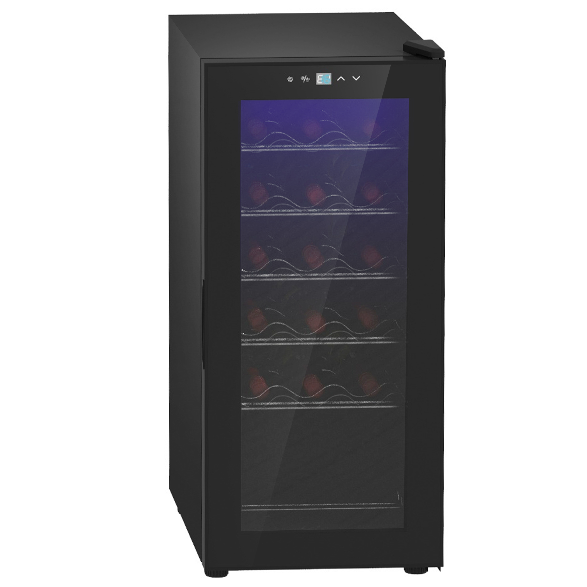 Wijnkoelkast, Stil, 5-18��C, Touchscreen, Verlichting, 34,5x45x78cm, Zwart