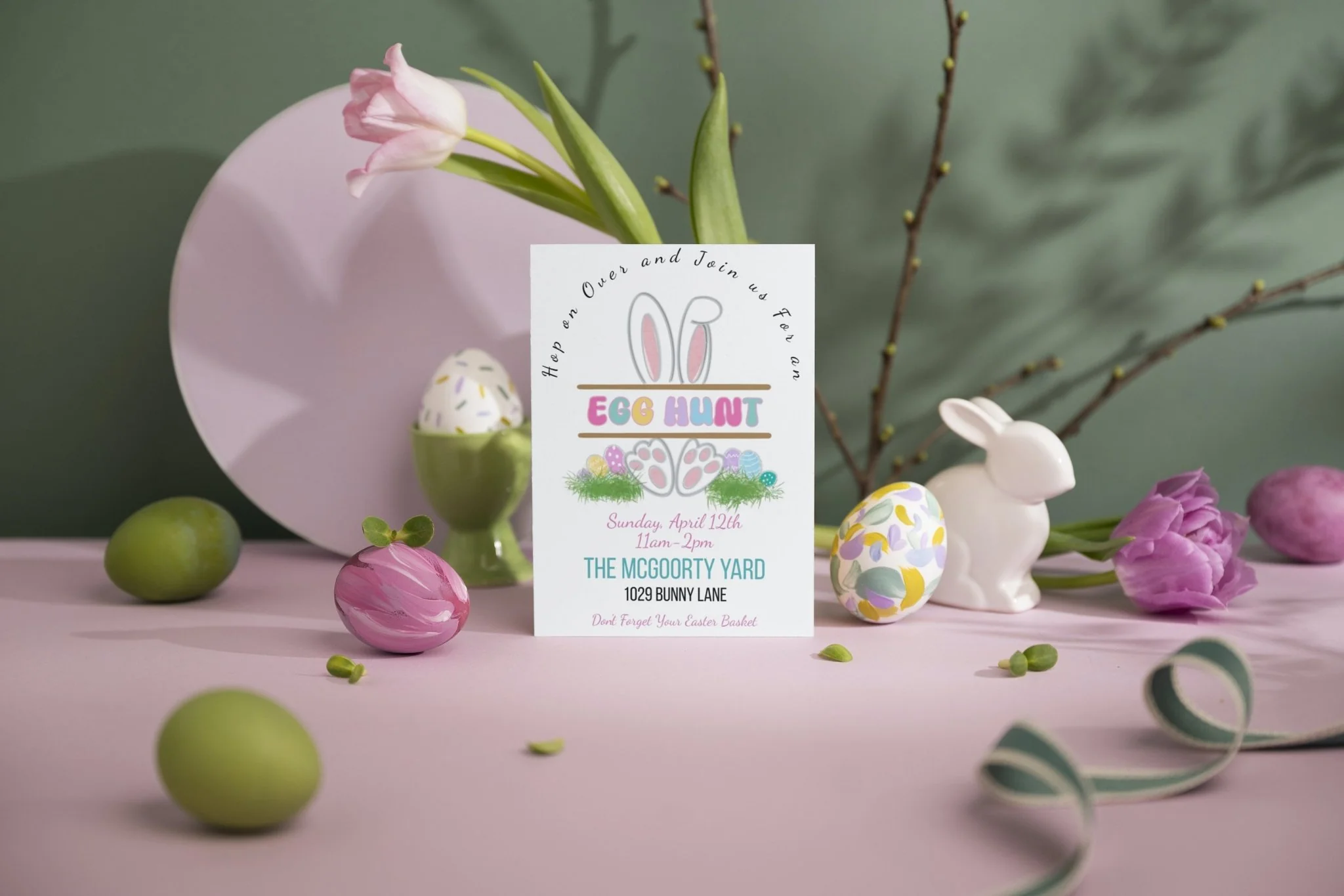 Easter Egg hunt invitation template | Easter Digital Invitation Template | Easter egg Theme